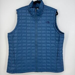 The North Face Womens XXL Blue Thermoball Eco Puffer Vest Lightweight Quilted